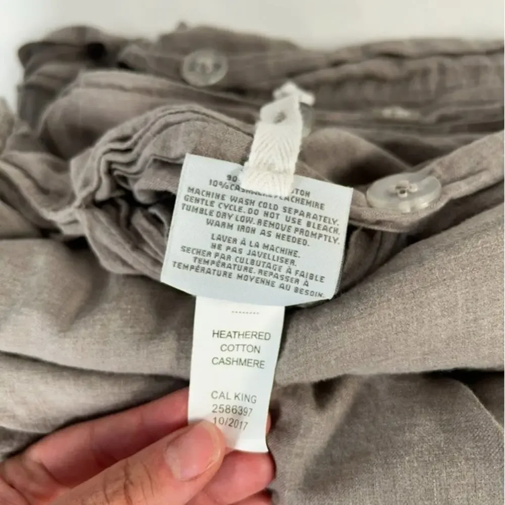 RH Cotton Cashmere Duvet Cover CA King Heathered Morel Shams